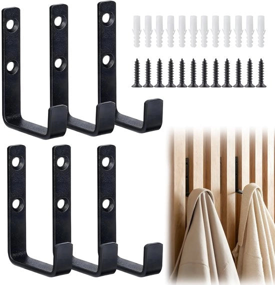 Haken in Acciaio Inossidabile - 6 Pezzi - 10 kg di Capacità di Sollevamento - Adatti per Pannelli Acustici - Pannelli per Abbigliamento - Hanger per Parete