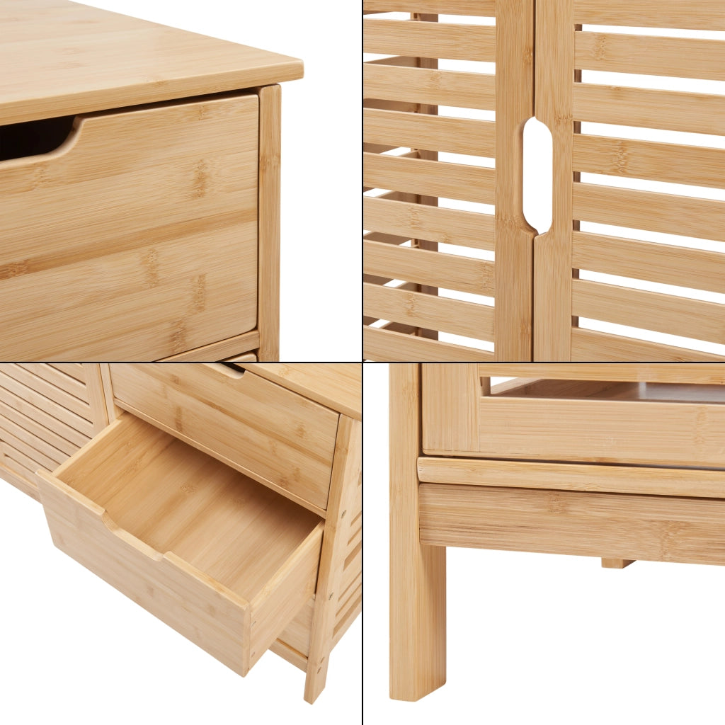 Mobile Sottolavabo Boksereys con Scomparto Chiuso e 3 Cassetti 60 x 100 x 35 cm - Bambù Naturale [en.casa]