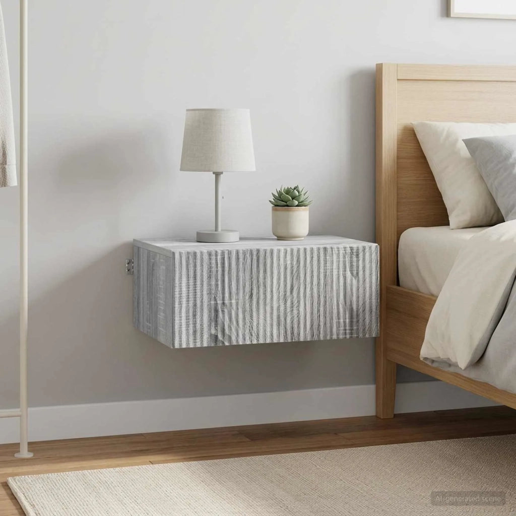 Mobiletto da notte a muro 2 pcs Grigio Sonoma 49 x 34,5 x 20 cm 898458