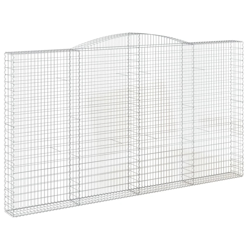 Cestini gabbioni recinzione a gabbia muro di contenimento ad arco 7 pezzi 400 x 30 x 220/240 cm ferro zincato argento 02_0041126