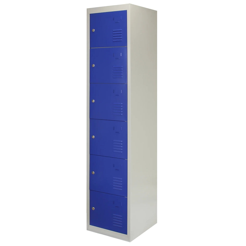 Armadietto da Montare con 6 Porte Blu in Acciaio per Scuole Palestre Spogliatoi