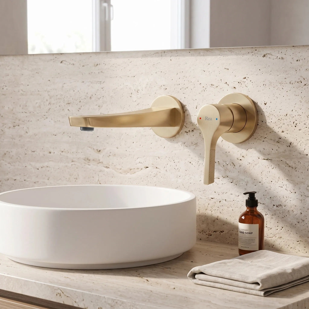 Miscelatore Lavabo Da Incasso Rea Maxim Brush Gold + Box