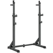 Supporto per Bilanciere con Altezza e Larghezza Regolabili in Acciaio ed EVA, 60-87x65x121-158cm, Nero