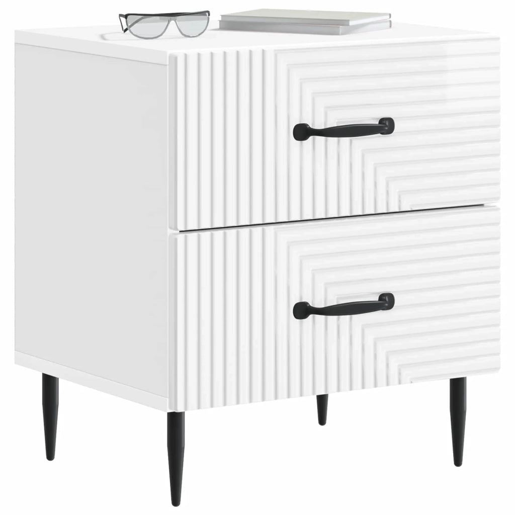 Armadio da Notte con cassetto Bianco Lucido 43 x 34,5 x 47,5 cm 894763