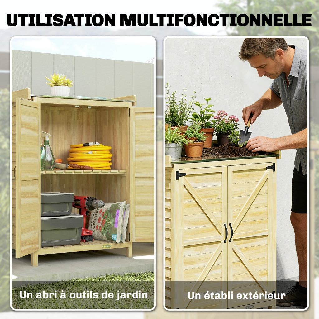 Armadio da giardino in legno ¨C zephmum ¨C 71.5x39x95cm naturale