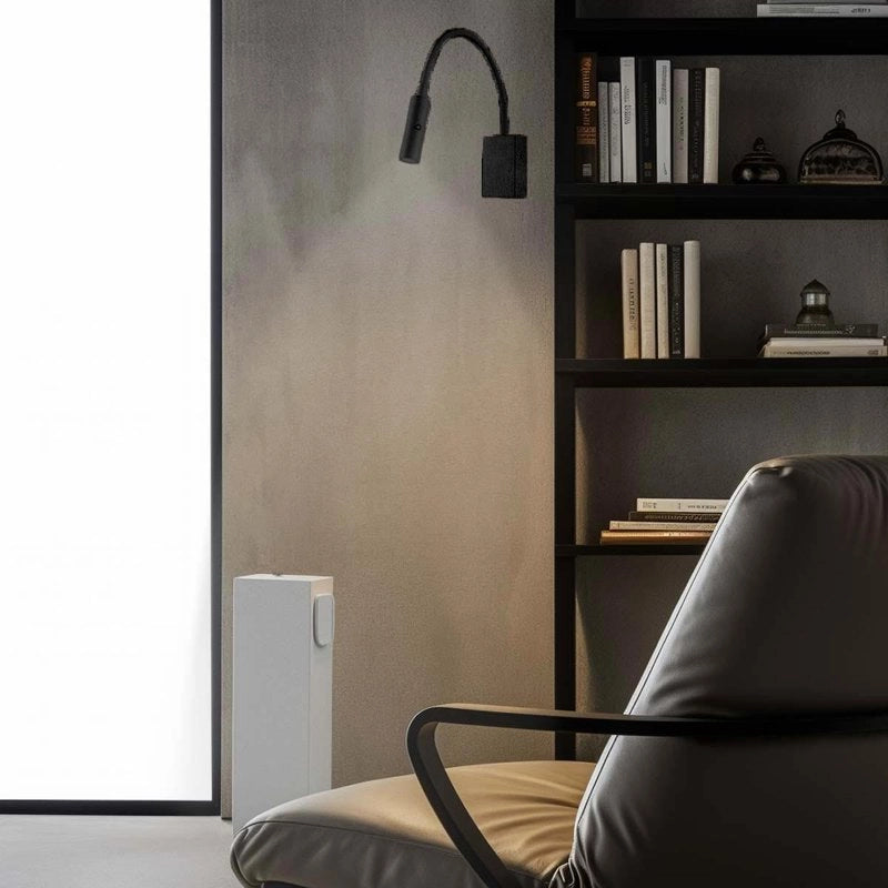Applique Lampada Led Da Parete Hotel Per Lettura 3W 3000K Braccio Flessibile Carcassa Nera SKU-211485