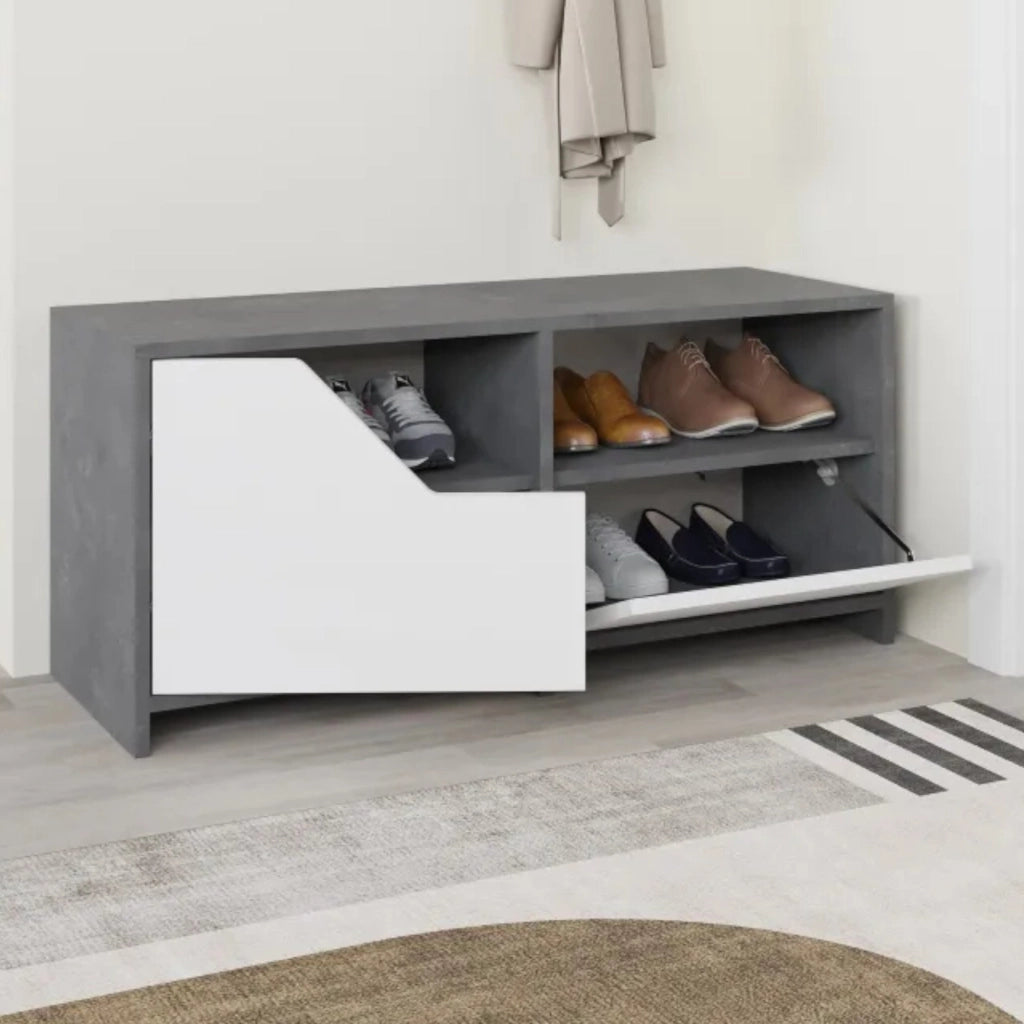 Mobile Portascarpe Berto, Scarpiera 8 Paia, 105x37x47h cm Grigio