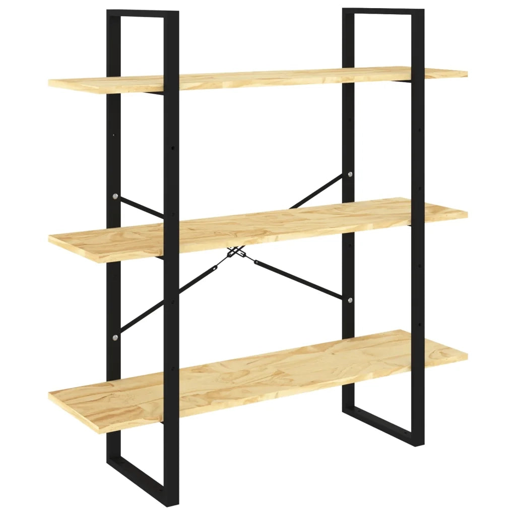 Libreria a 3 Ripiani 100x30x105 cm in Legno Massello di Pino cod mxl 18349