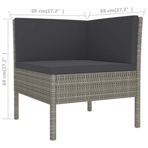 Set Divani da Giardino 11 pz con Cuscini in Polyrattan Grigio 3094506