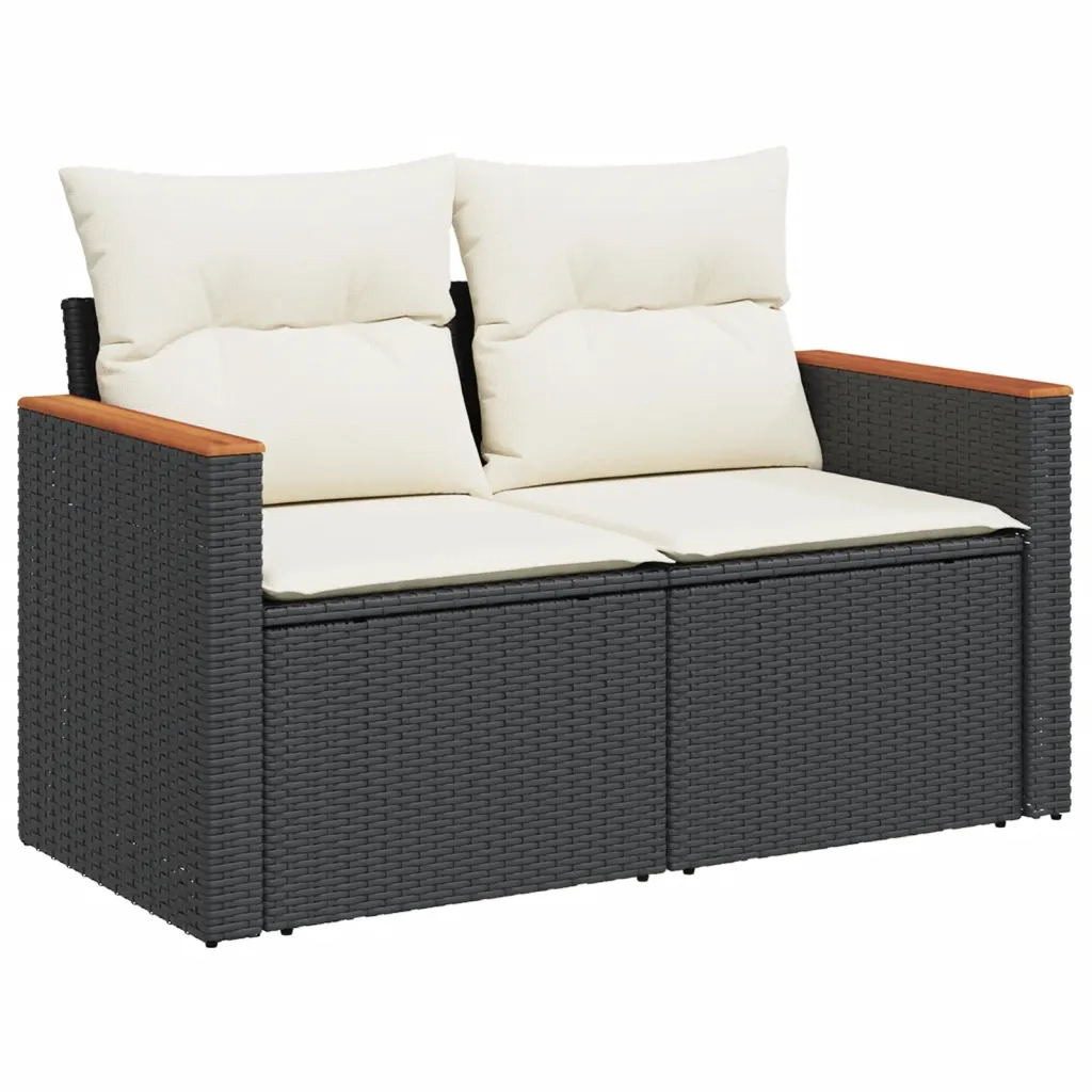 Set Divani da Giardino con Cuscini 7pz Nero Polyrattan 3226021
