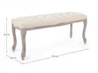 Panca Mathilde Naturale in Tessuto effetto Velluto Naturale