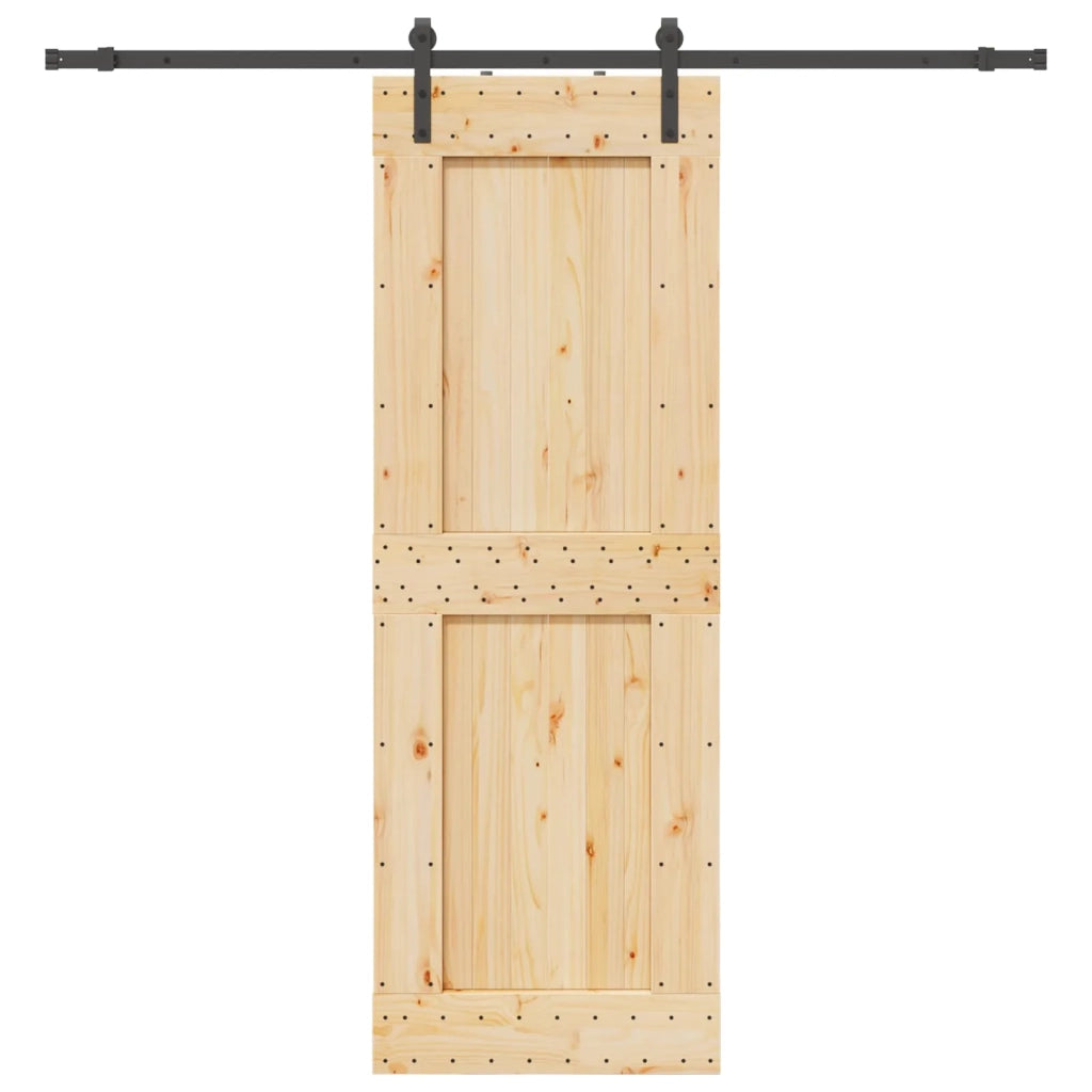 Porta scorrevole NARVIK Naturale e Nero 80 x 210 cm (213,5 cm)