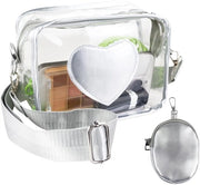 Borsa da spalla trasparente 2 in 1, portamonete, piccola, impermeabile, trasparente, borsa da spalla per donne, per concerto, festa, stadio sportivo