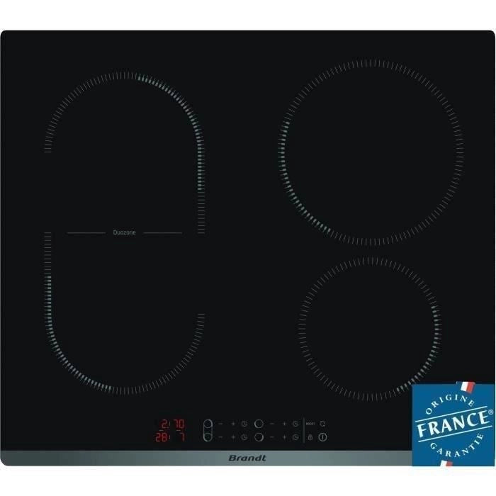 BRANDT CPI6400B - Piano cottura a induzione - 4 zone - 3600 W - L 58 x P51 cm - Rivestimento in vetro - Nero