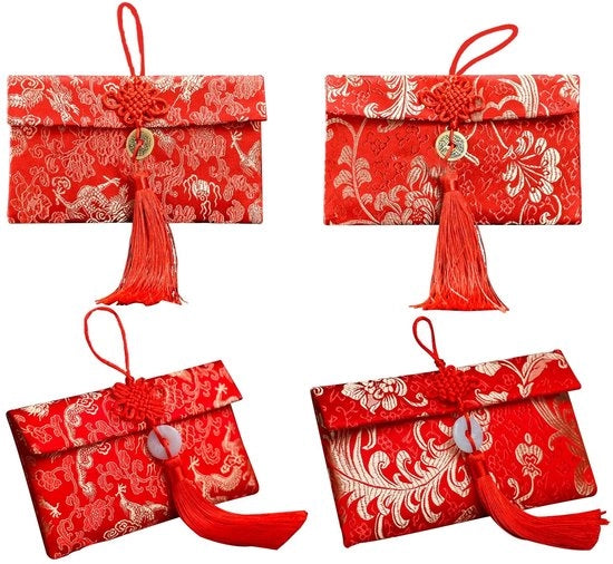 Enveloppe di Buon Fortuna - Alta Qualità - Rote Enveloppe - Hongbao Cinese - Matrimonio - Capodanno - 4 Unità
