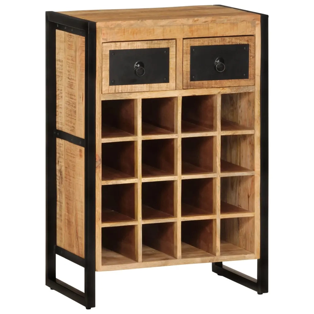 Portabottiglie per 16 Bottiglie in Legno Massello di Mango 338464