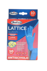 MAURY'S GUANTI IN LATTICE DA LAVORO ANTISCIVOLO CONFEZIONE DA 10PZ TG L