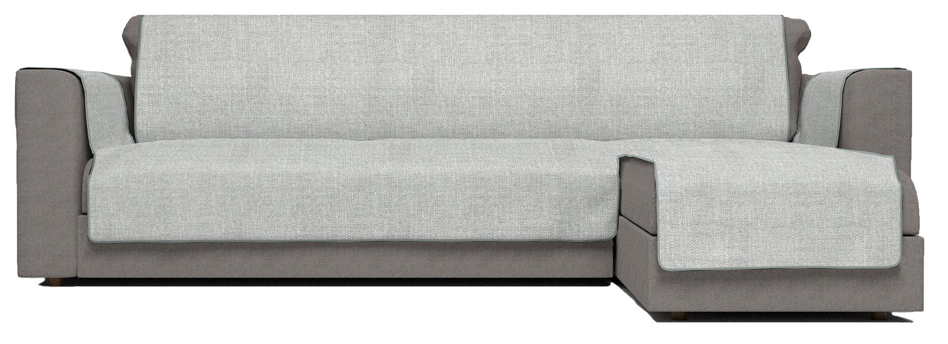 Copridivano in Poliestere con Penisola Destra Seduta 190 cm Grigio