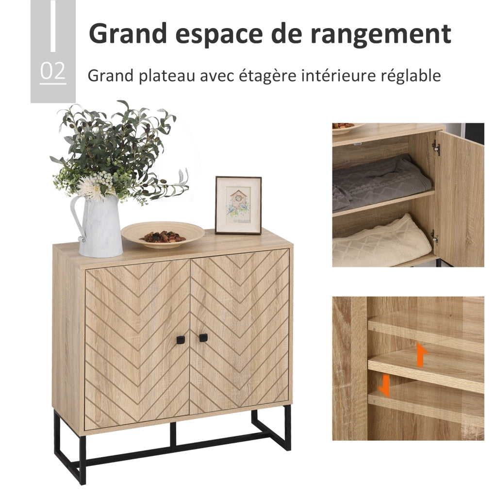 Credenza con 2 ante in legno e piedi in metallo nero ¨C zephmum ¨C 80x29.5x80 cm