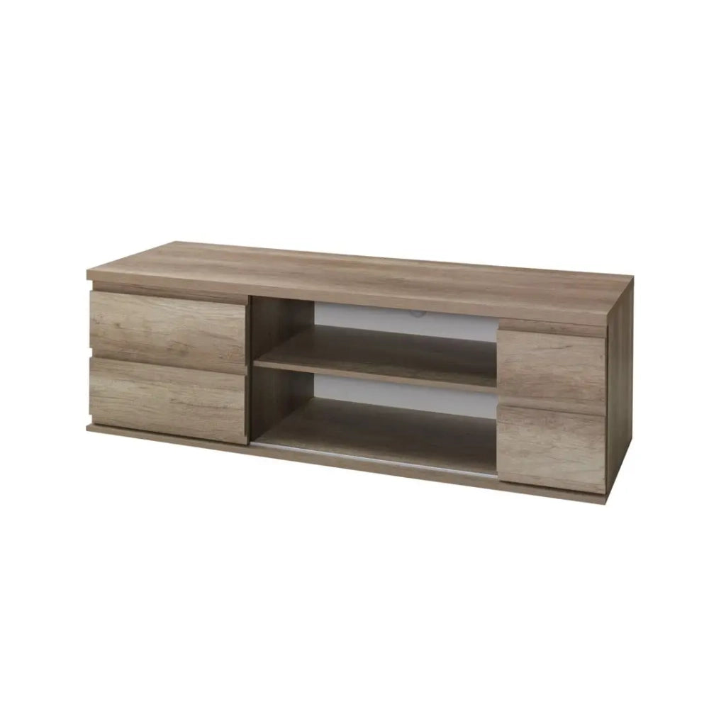 Mobile porta TV MIRO - 2 vani - Colore rovere - 165 x 52 x 55 cm