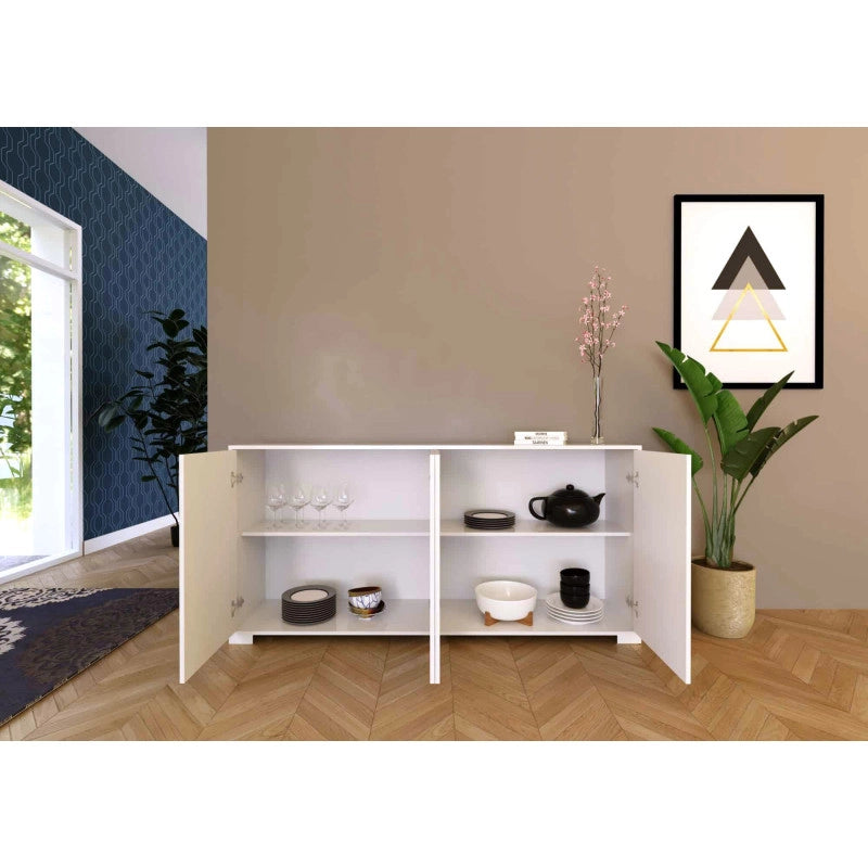 Madia moderna 4 ante 172x40x83 cm Lumina - Bianco Lucido