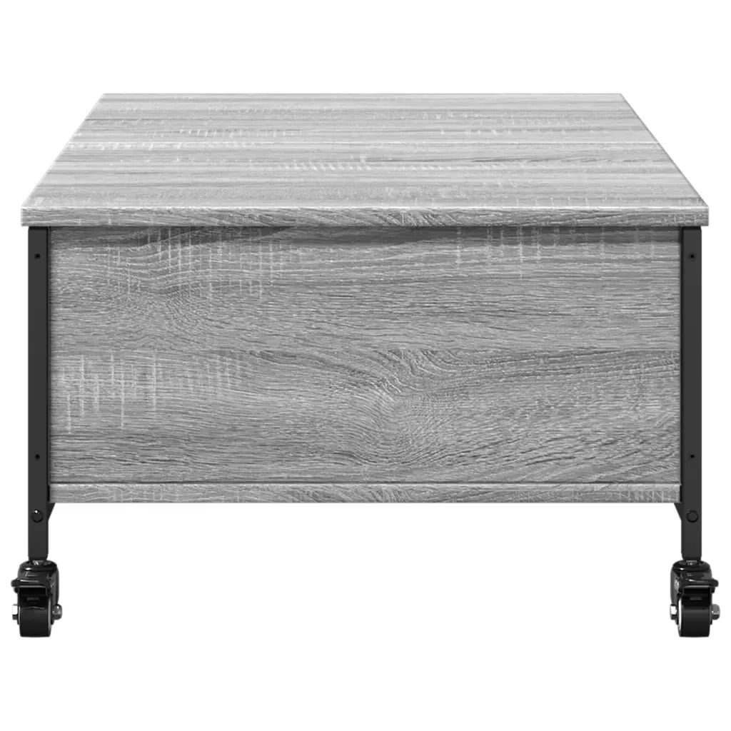 Tavolino con Ruote Grigio Sonoma 91x55x34 cm Legno Multistrato