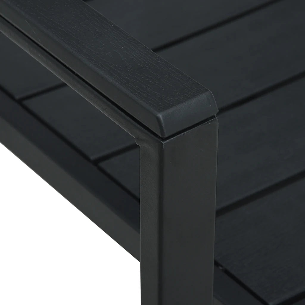 Sedie da Giardino 4 pz | Sedie da Esterno Nere in HDPE Aspetto Legno
