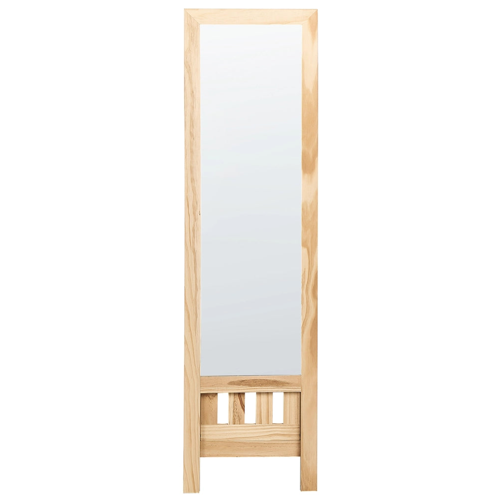 Specchio da terra con cornice in marrone chiaro 40 x 145 cm con ripiano Design moderno con cornice figura intera