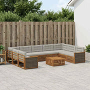 Set di divani da esterno 10 pz Naturale e Grigio Chiaro 3383859