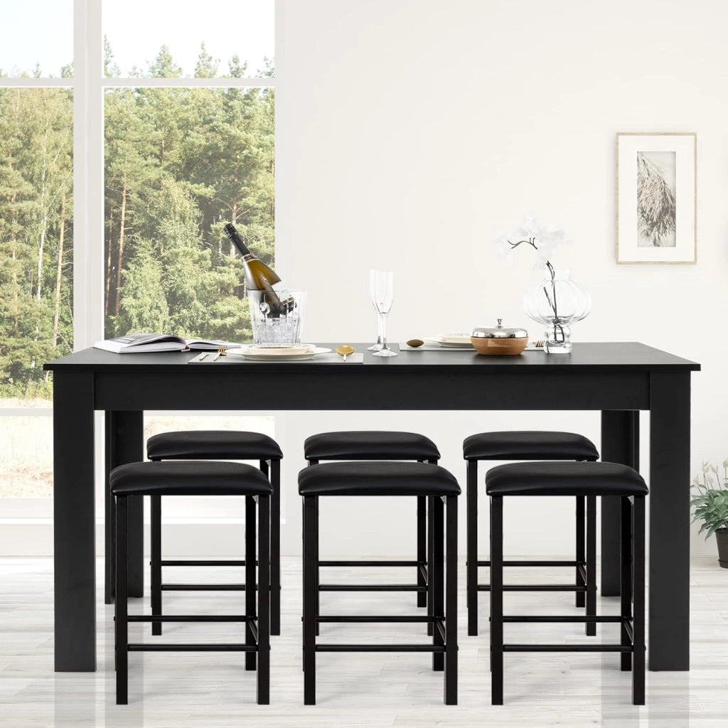 Tavolo da Pranzo 160 x 80 x 76 cm, Rettangolare con Piano Grande e Gambe Robuste per Massimo 8 Persone (Nero)
