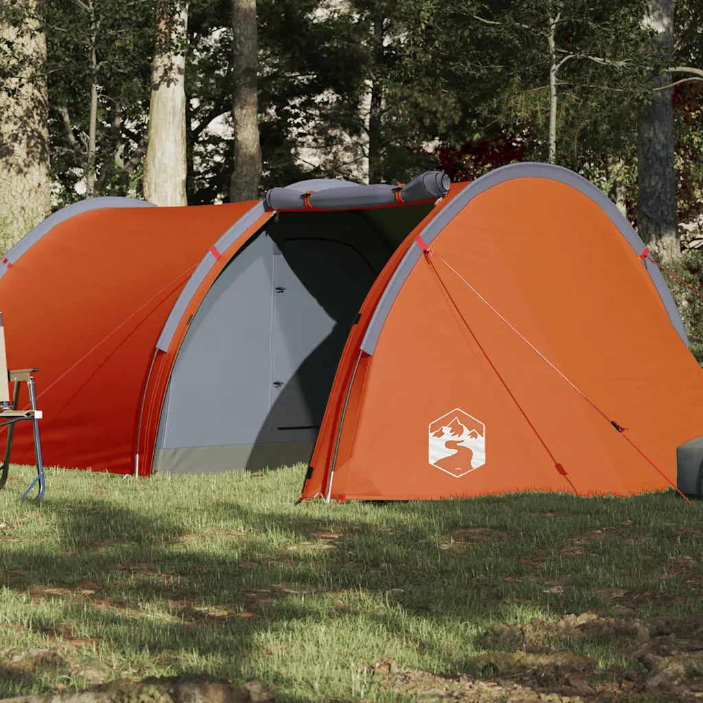 Tenda da Campeggio a Tunnel 4 Persone Arancione Impermeabile 94396