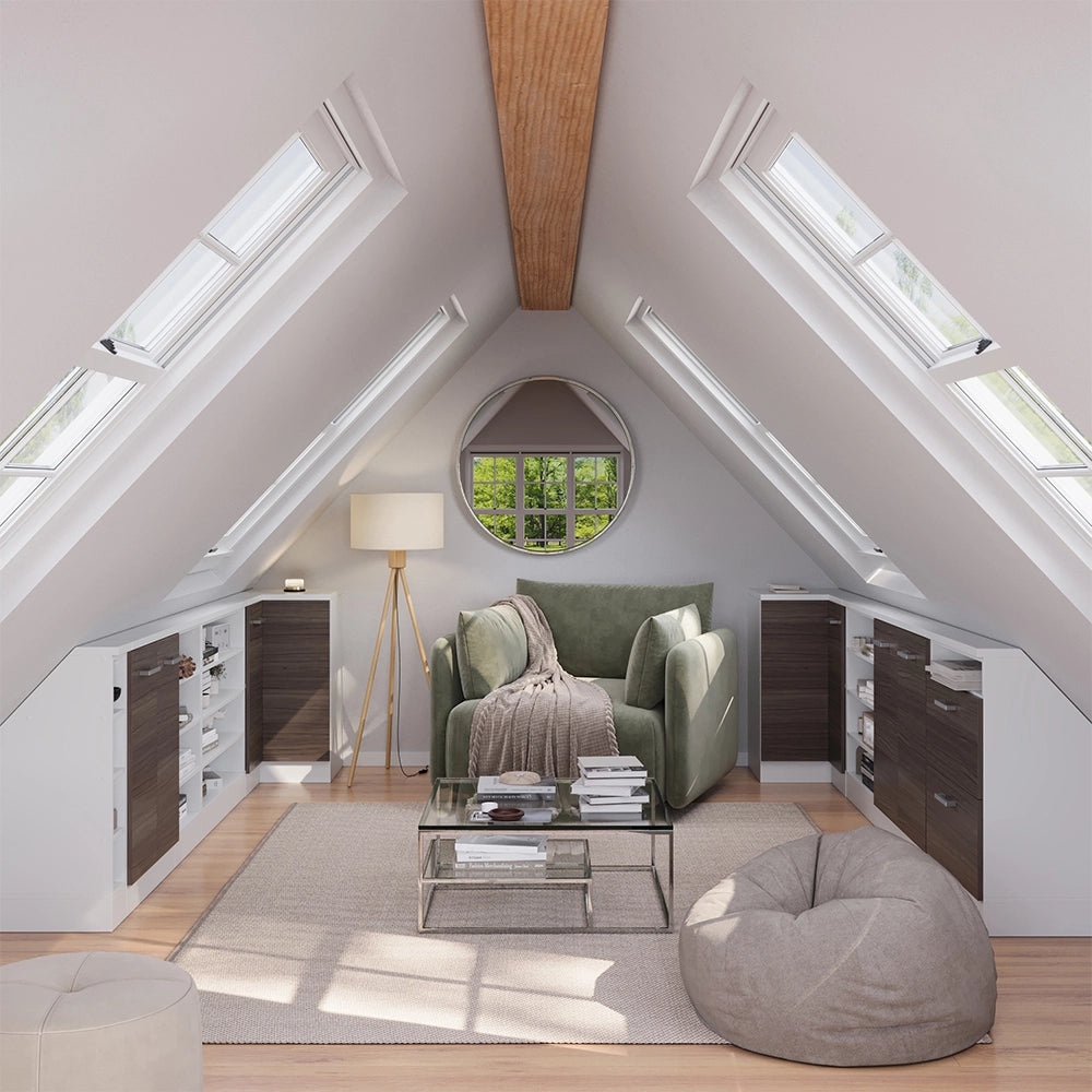 Mobile sottotetto Mobile angolare Rion Grigio nobile/Bianco 75.6 x 83.8 cm con 1 porta Vicco