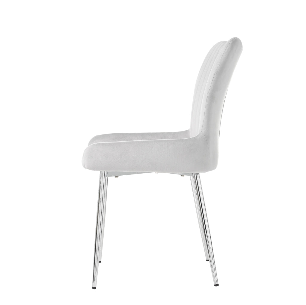 Sedia da pranzo in velluto grigio; set 2 pezzi; con gambe in metallo