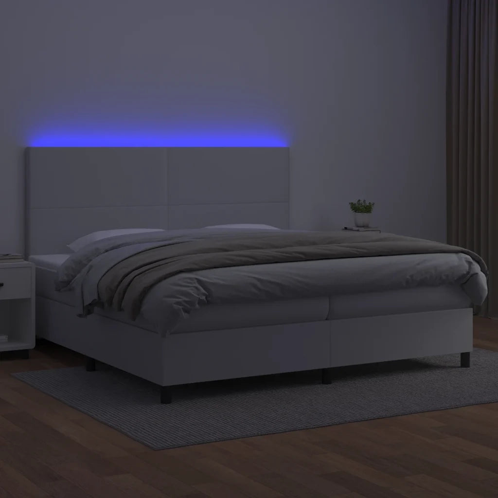 Giroletto Molle con Materasso e LED Bianco 200x200cm Similpelle 3135844
