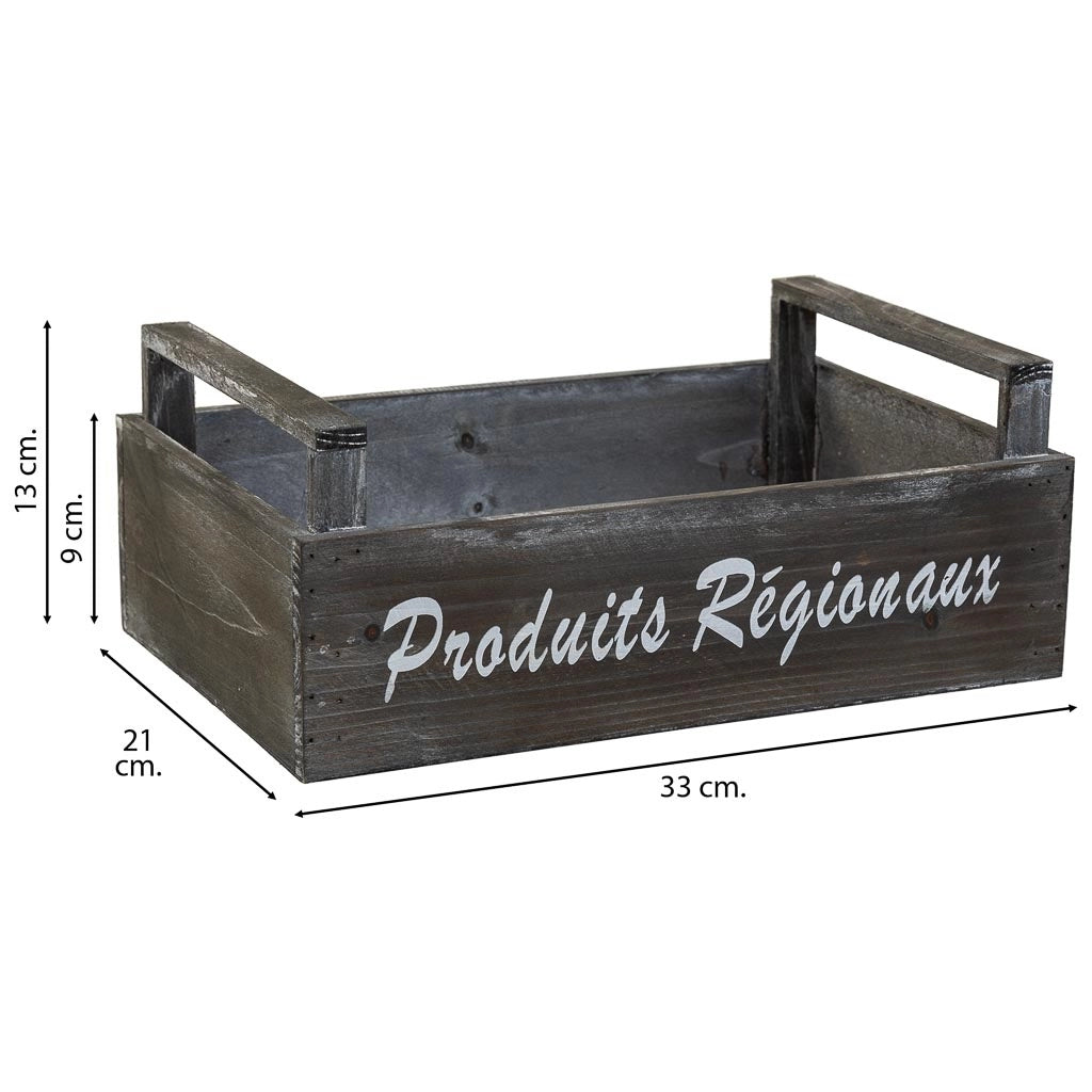 Cesto in legno grigio 33x21x9/13 h