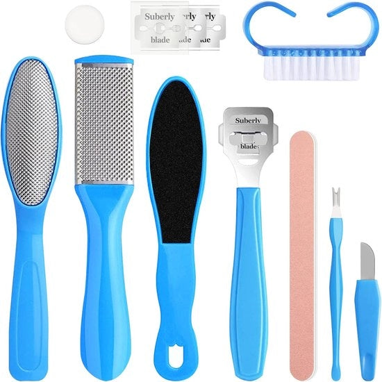 Set di Pedicure Professionale 10 in 1, Kit Pedicure Mini Professionale per Unghie Spesse, Raspia per Dita con Raspia per Eelti e Rimuovitore di Eelti Strumento di Cura delle Unghie
