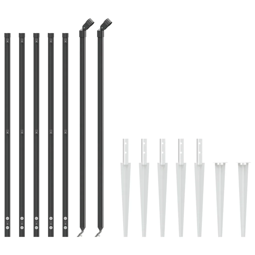 Recinzione Metallica con Picchetti Ancoraggio Antracite 1,1x10m 154242