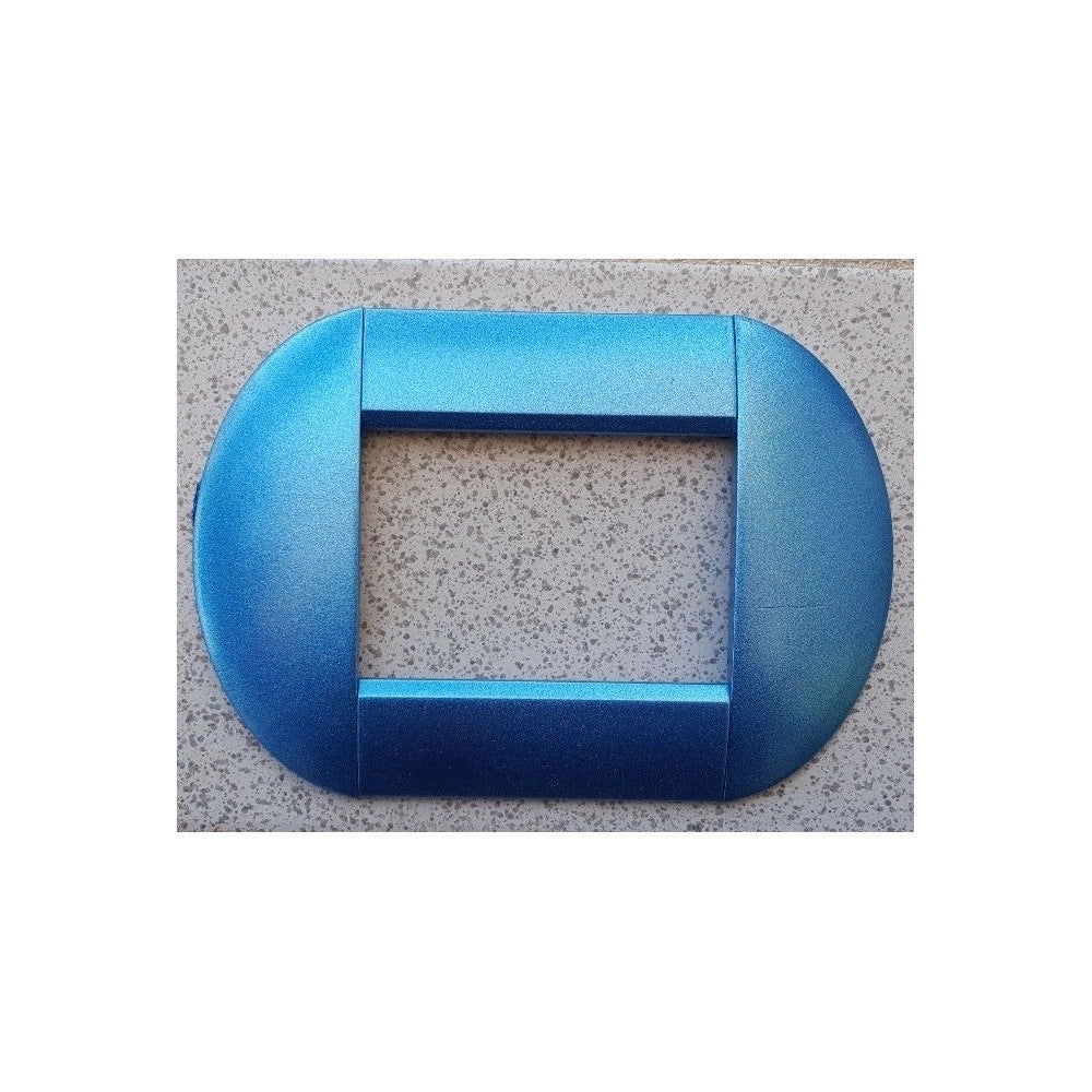 Trade Shop - Placca Placche Placchette Compatibili Living International Light Bombate Bticino - Blu Cielo Metallizzato -3 Fori     -