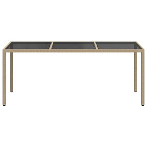 Tavolo Giardino Beige 190x90x75 cm Vetro Temperato Polyrattan  cod mxl 34210