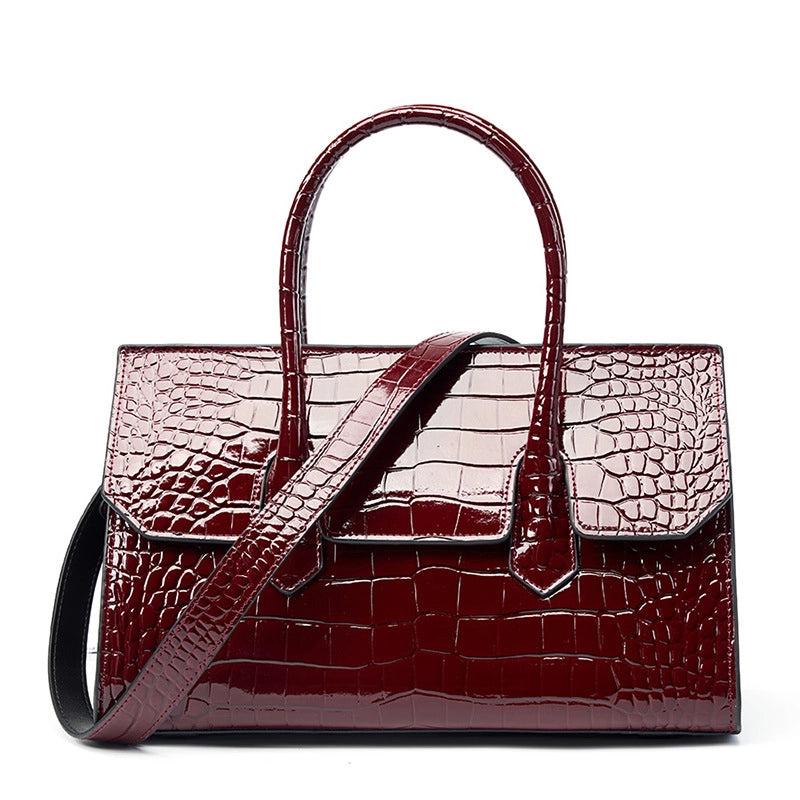 Borsa a tracolla da donna in vera pelle, colore rosso