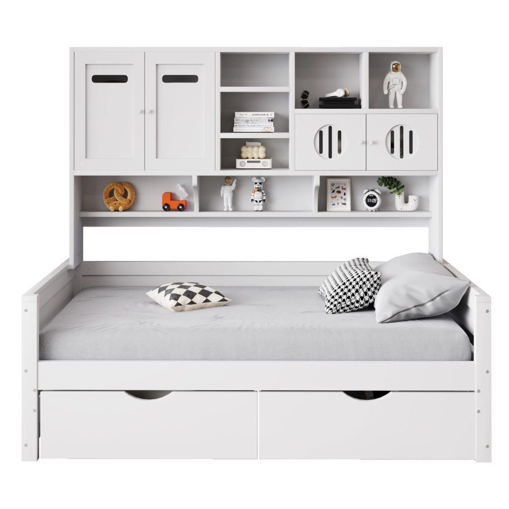 Letto sofa con contenitore in legno bianco 90x200 cm