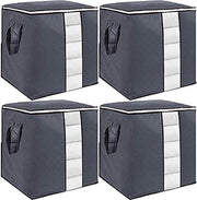 4 Borse di Stoccaggio per Abiti Grande, 4 Borse di Stoccaggio per Sotto Letto - Borsa di Tessuto Spessa Raffreddabile con Maniglia per Coperte, Abiti, Coperte, Cuscini, Giochi