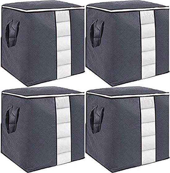 4 Borse di Stoccaggio per Abiti Grande, 4 Borse di Stoccaggio per Sotto Letto - Borsa di Tessuto Spessa Raffreddabile con Maniglia per Coperte, Abiti, Coperte, Cuscini, Giochi