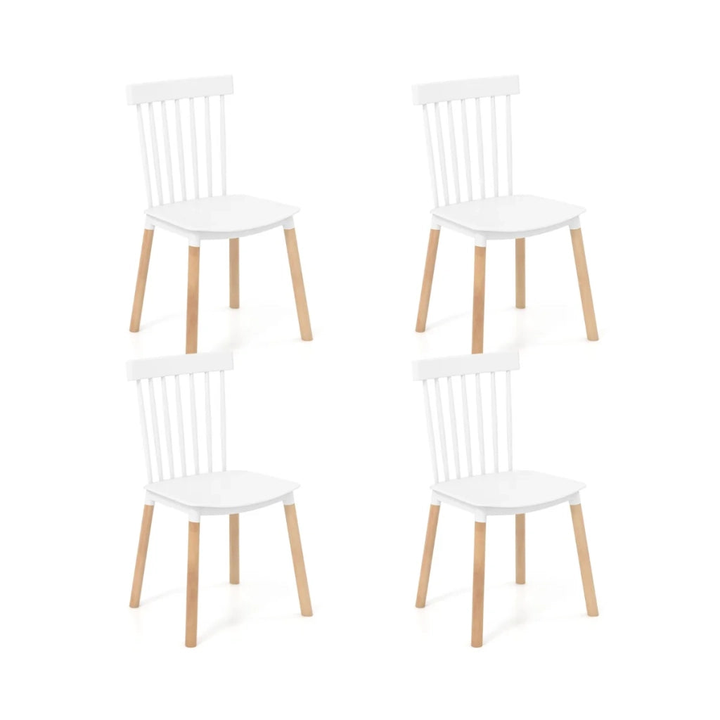 Set di 4 sedie da pranzo 51,5 x 48 x 83 cm seduta dal design moderno in legno di faggio bianco 20_0012596