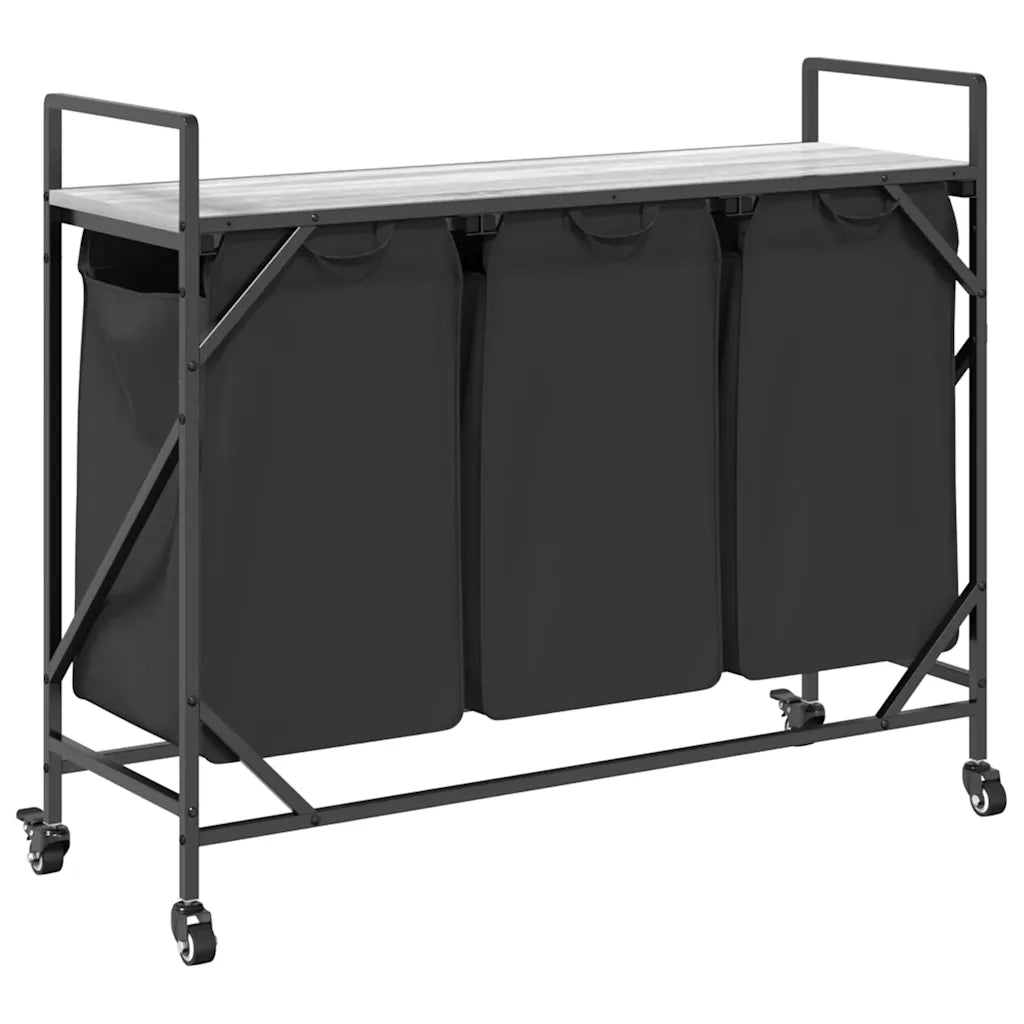 Cesto Portabiancheria 3 Scomparti con Ruote Grigio Sonoma CFW6677656