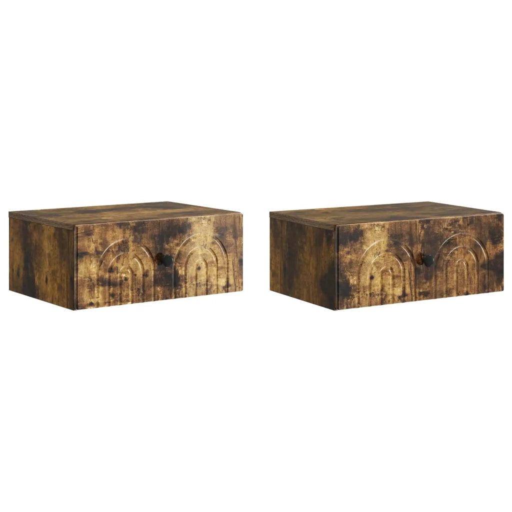 Mobiletto da notte a muro 2 pcs Rovere Fumo 49 x 34,5 x 20 cm 898116
