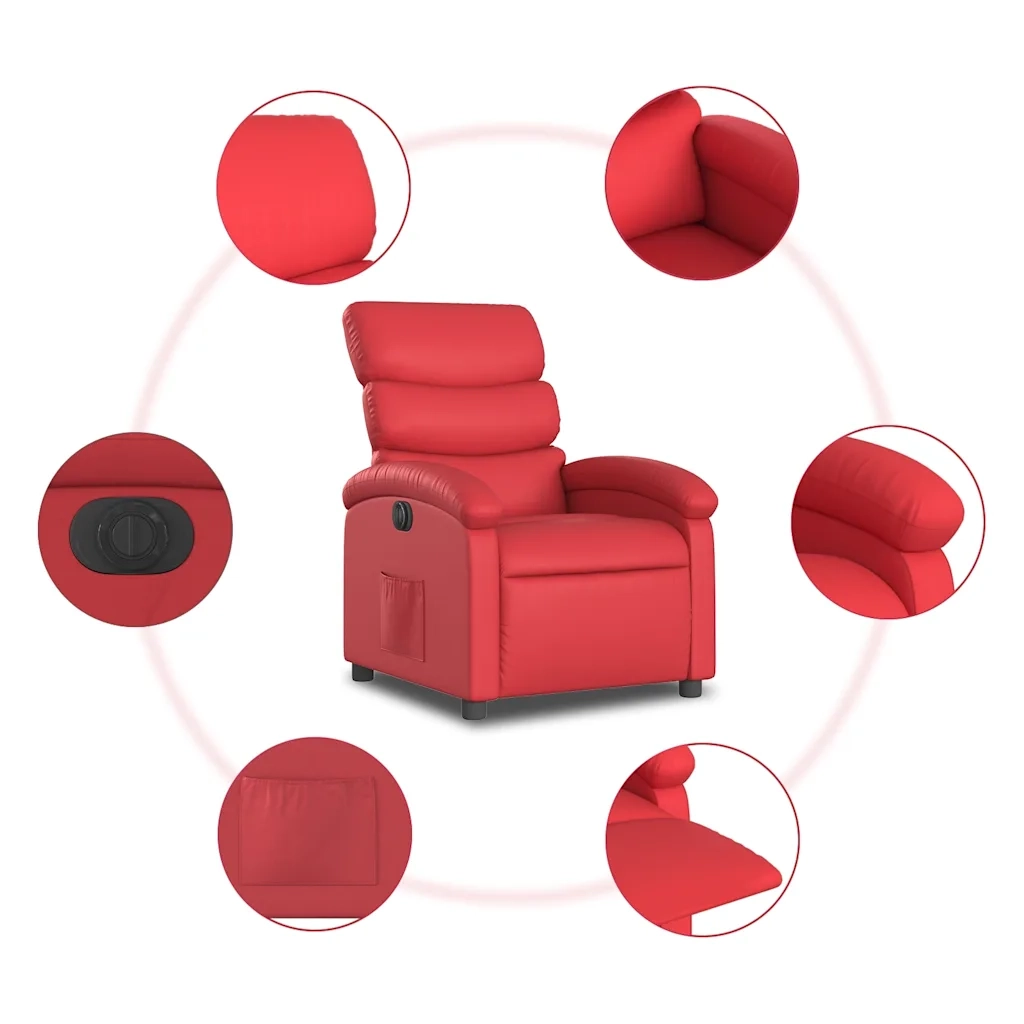 Poltrona Reclinabile Elettrica Rossa in Similpelle 3204031