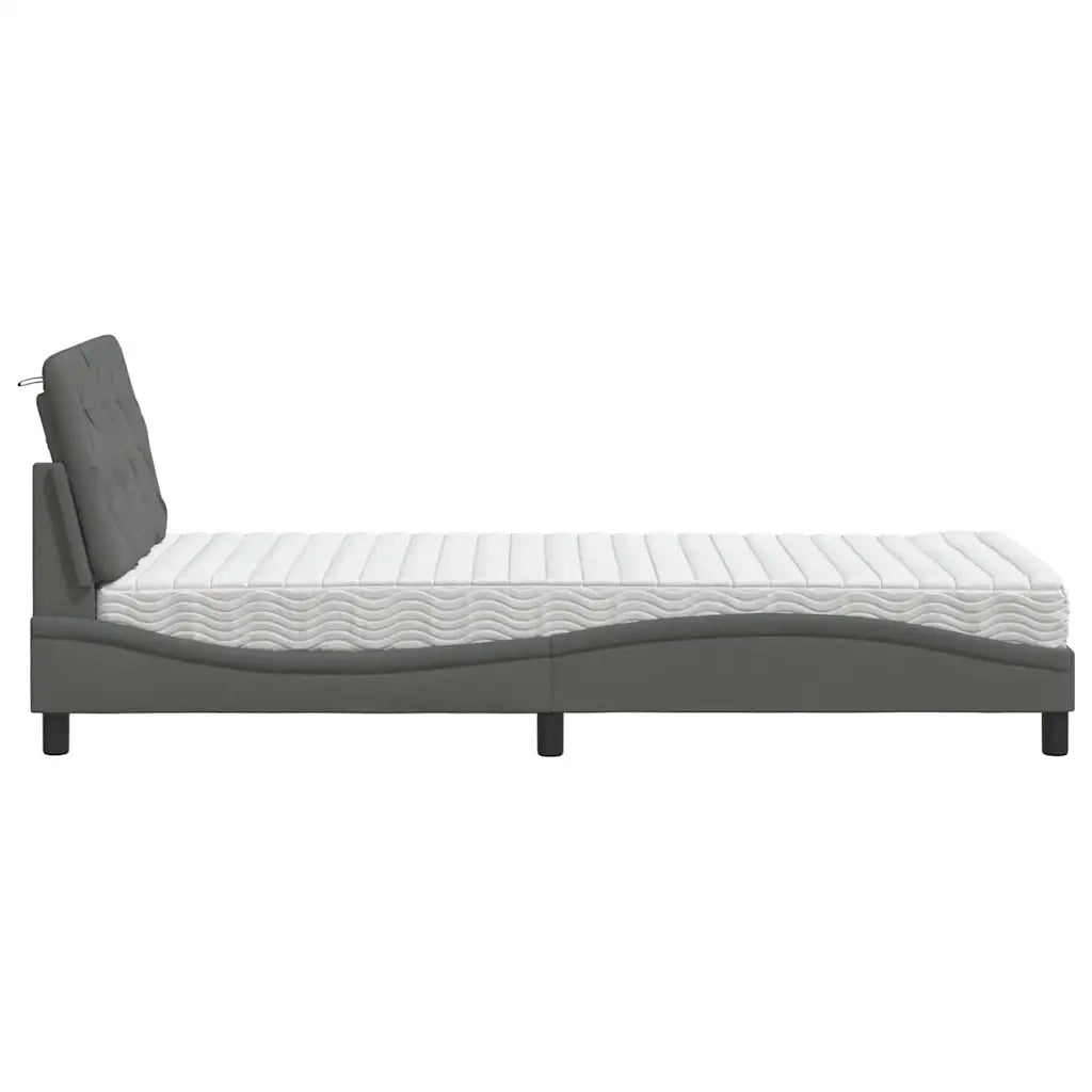 Letto con Materasso Grigio Scuro 80x200 cm in Tessuto