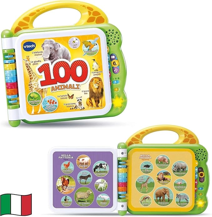 VTech Libro illustrato blingue 100 animali, Eta 2-5 nni