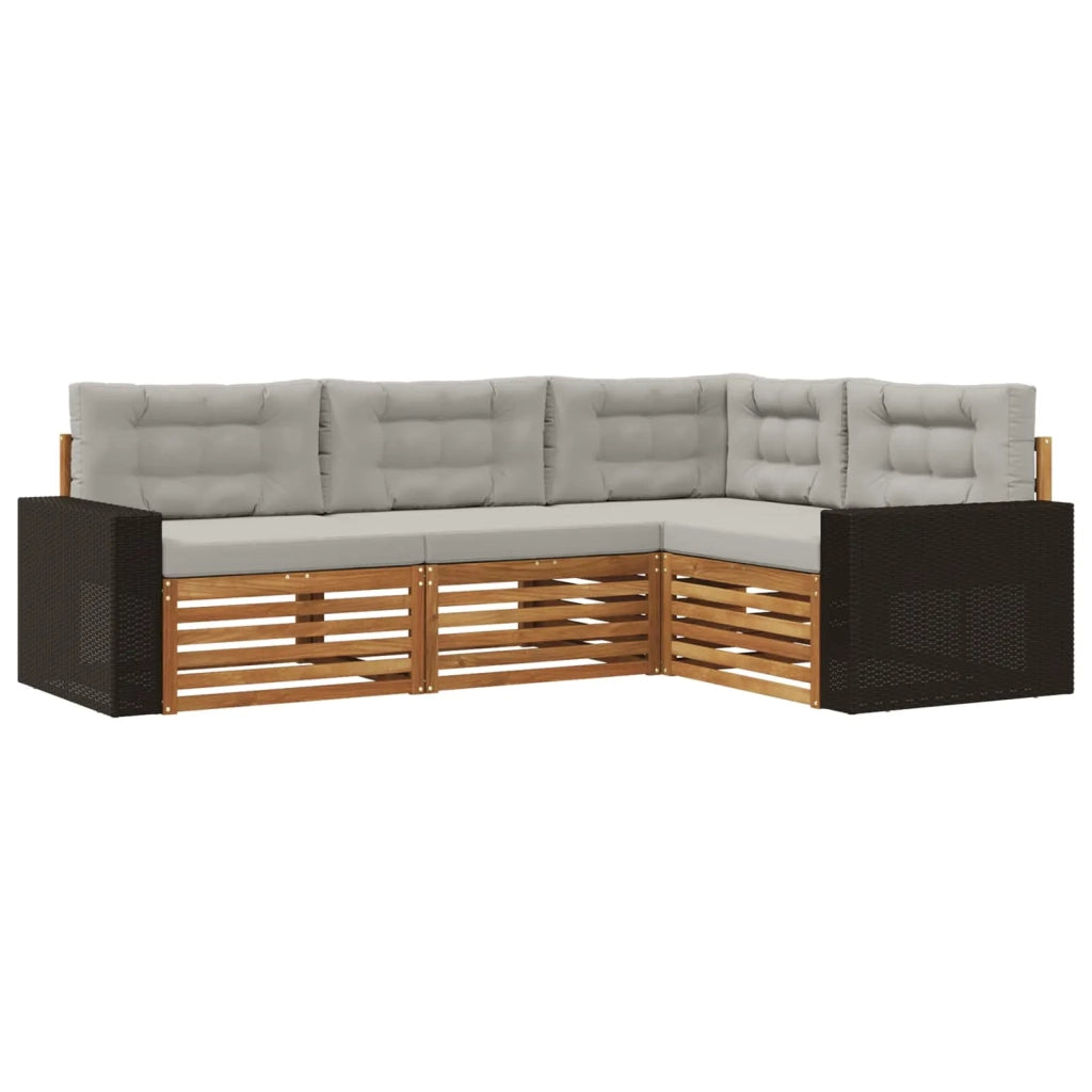 Set di divani da esterno 4 pz Naturale e Grigio Chiaro 3383304